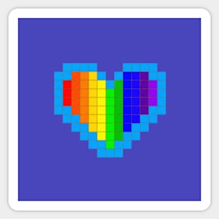 Rainbow Heart Pixel Painting (Electric Indigo) Sticker